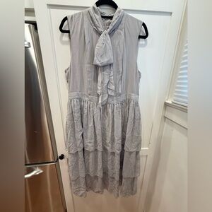 St. John Light Gray Tiered Midi Dress